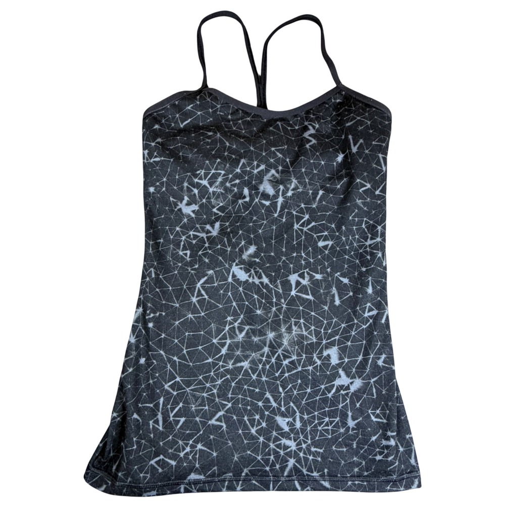 Lululemon Power Y Luon Tank Top Size‎ 6 Star Crushed Coal Black Slim Hip Length